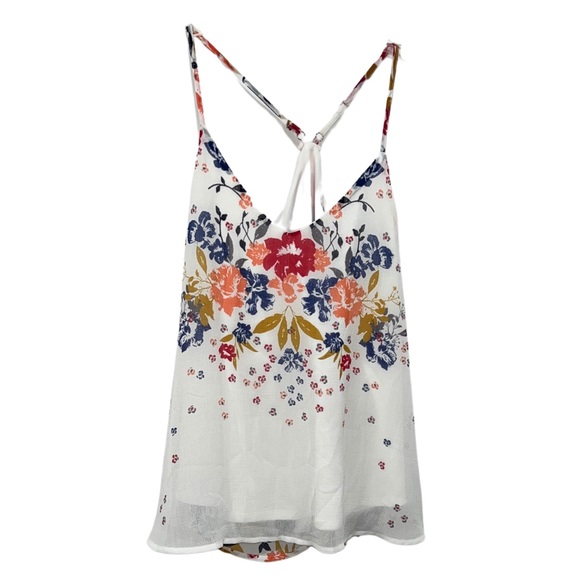 Spring / Summer White Floral Top Multicolored with Adjustable Straps - Picture 1 of 3